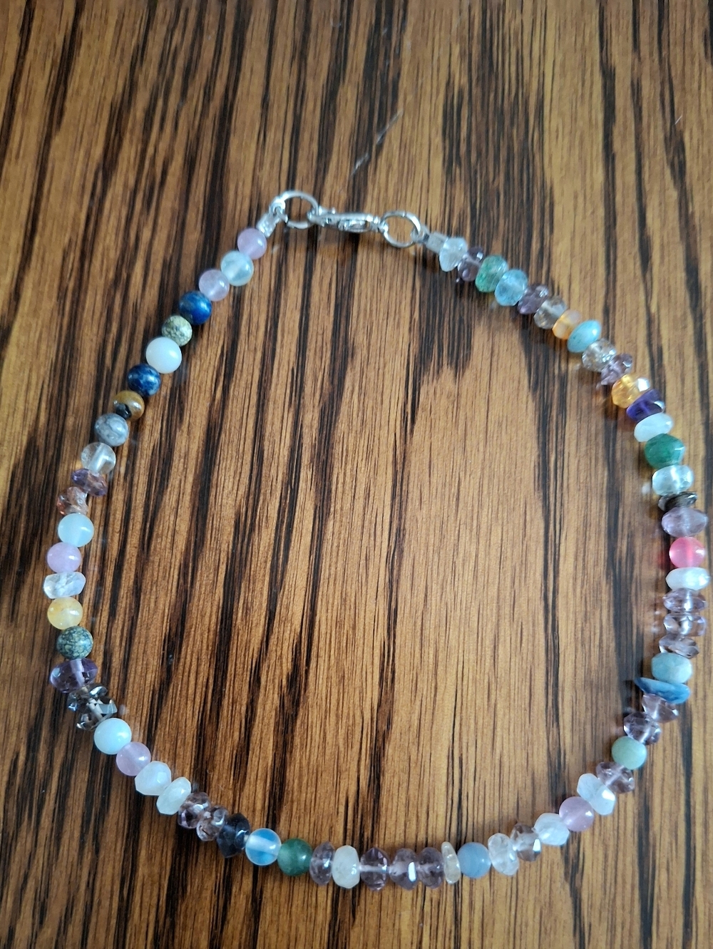 Anklet Multicolored Multi Shaped Gemstones Tiny Beads 10"